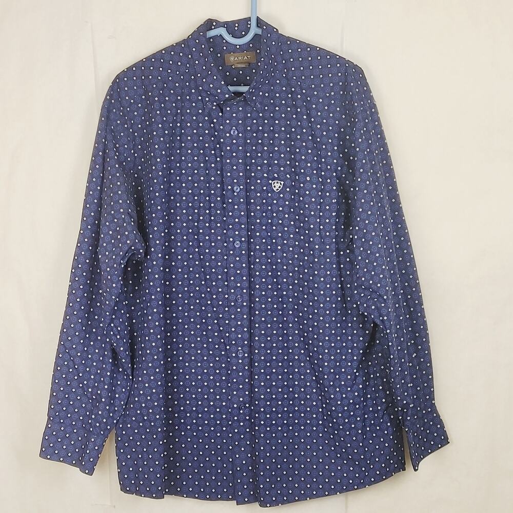 Ariat Bedell blue floral long sleeve button down shirt Size XL Western Classic